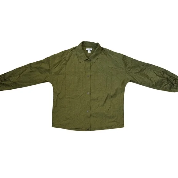 Athleta Green Nylon Utility Jacket Shirt Oversized Relaxed Fit Medium Athleisure - Picture 4 of 12